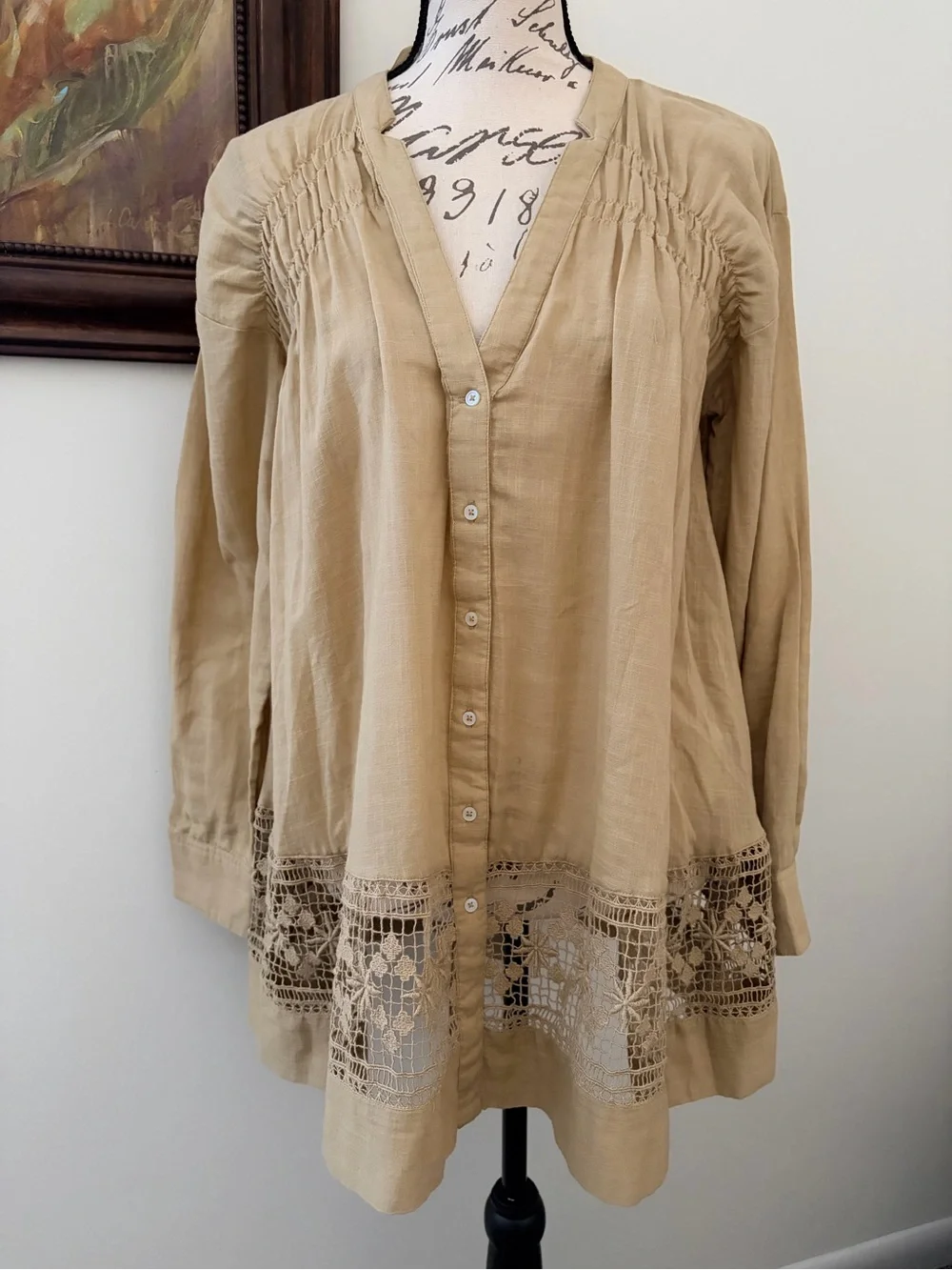 Free People Embroidered Button-Front Tunic
